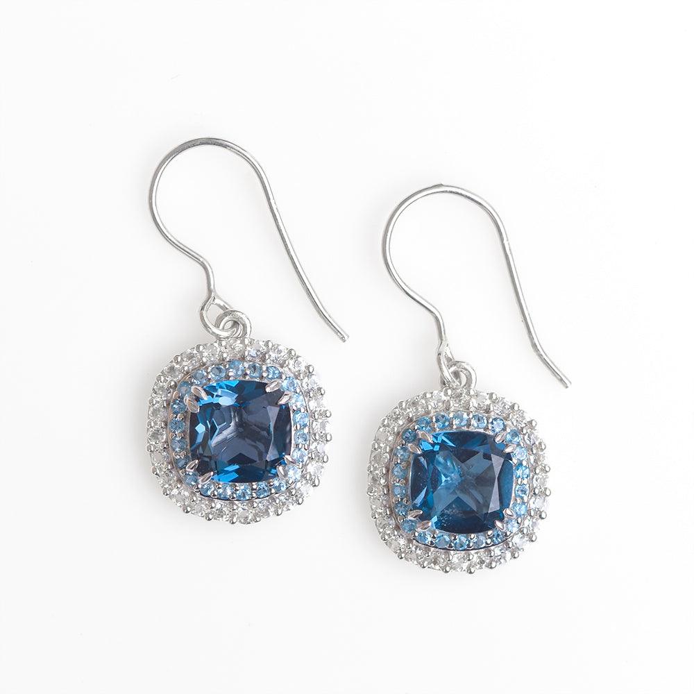 3 Cts London Blue Topaz Solid 925 Sterling Silver Dangle Earrings Jewelry - YoTreasure