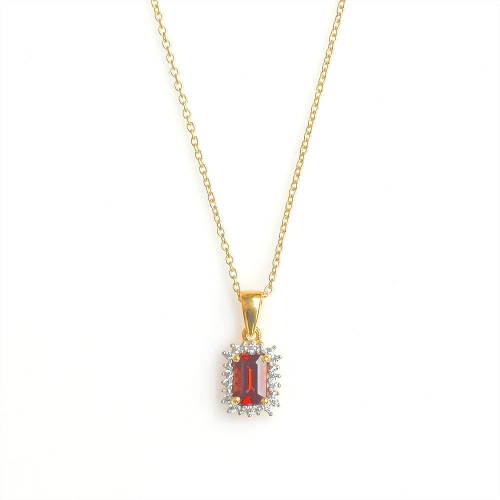 0.78 Ct. Red Garnet Solid 10k Yellow Gold Chain Pendant Necklace - YoTreasure
