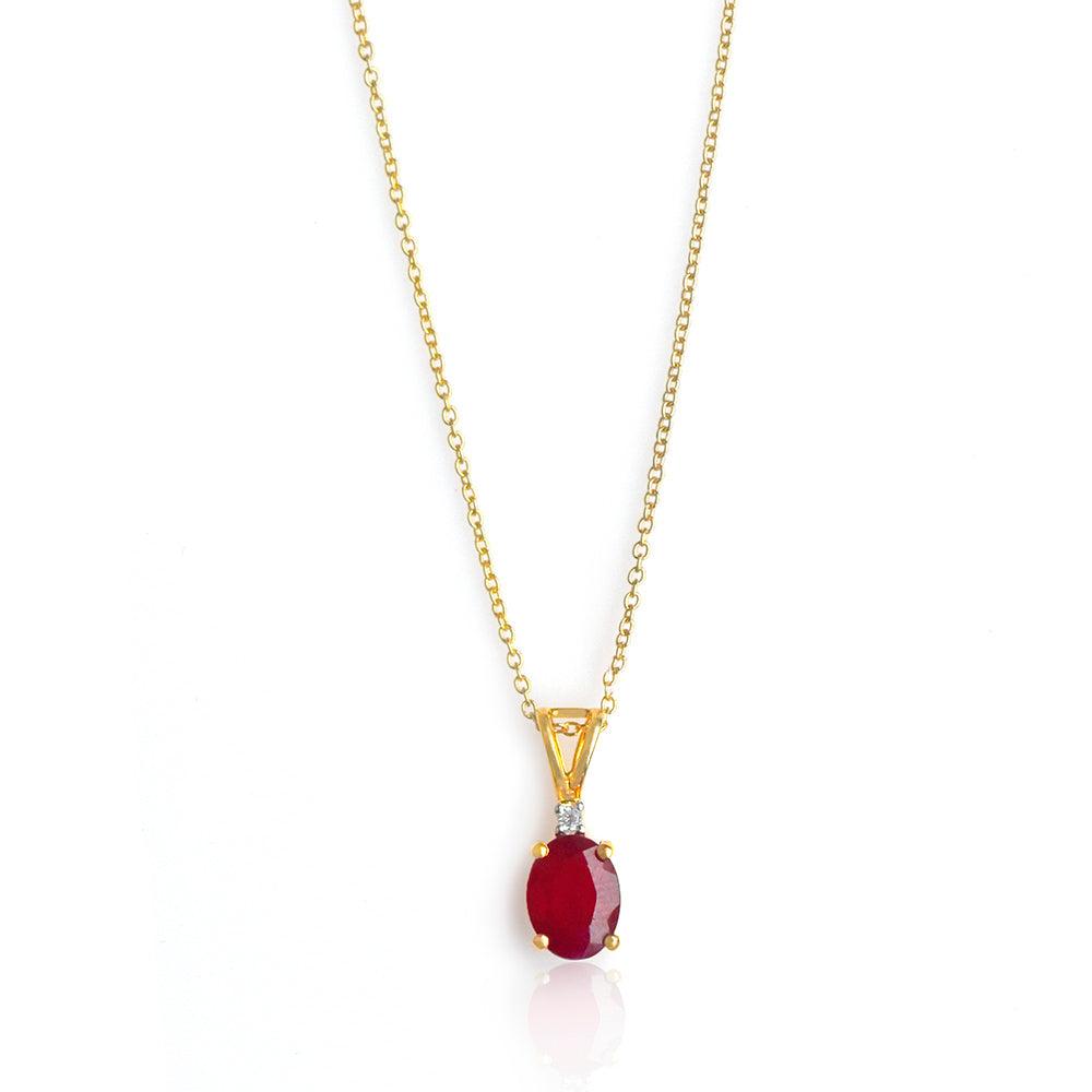 1.52 Ct. Glass Filled Ruby Solid 10k Yellow Gold Chain Pendant Necklace Jewelry - YoTreasure