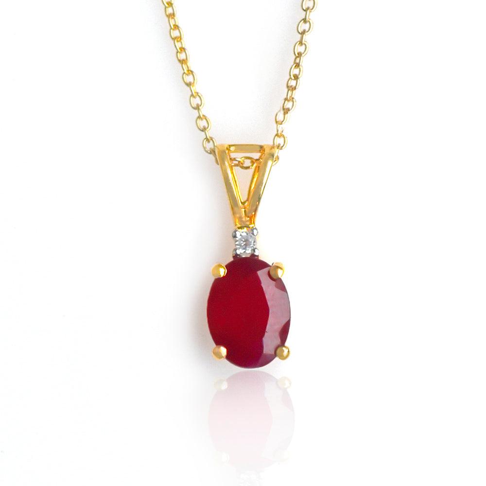 1.52 Ct. Glass Filled Ruby Solid 10k Yellow Gold Chain Pendant Necklace Jewelry - YoTreasure