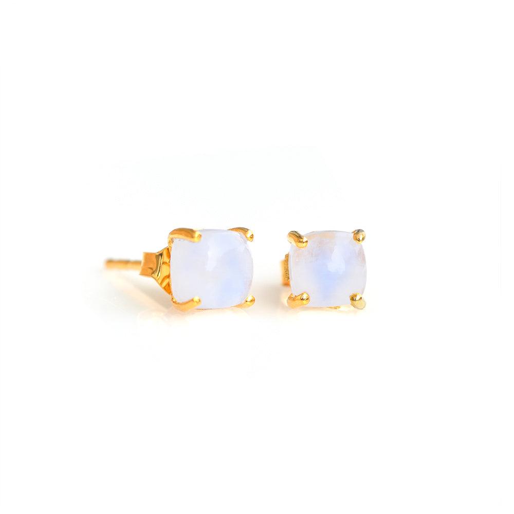 1.60 Ct. Rainbow Moonstone Solid 10k Yellow Gold Stud Earrings - YoTreasure