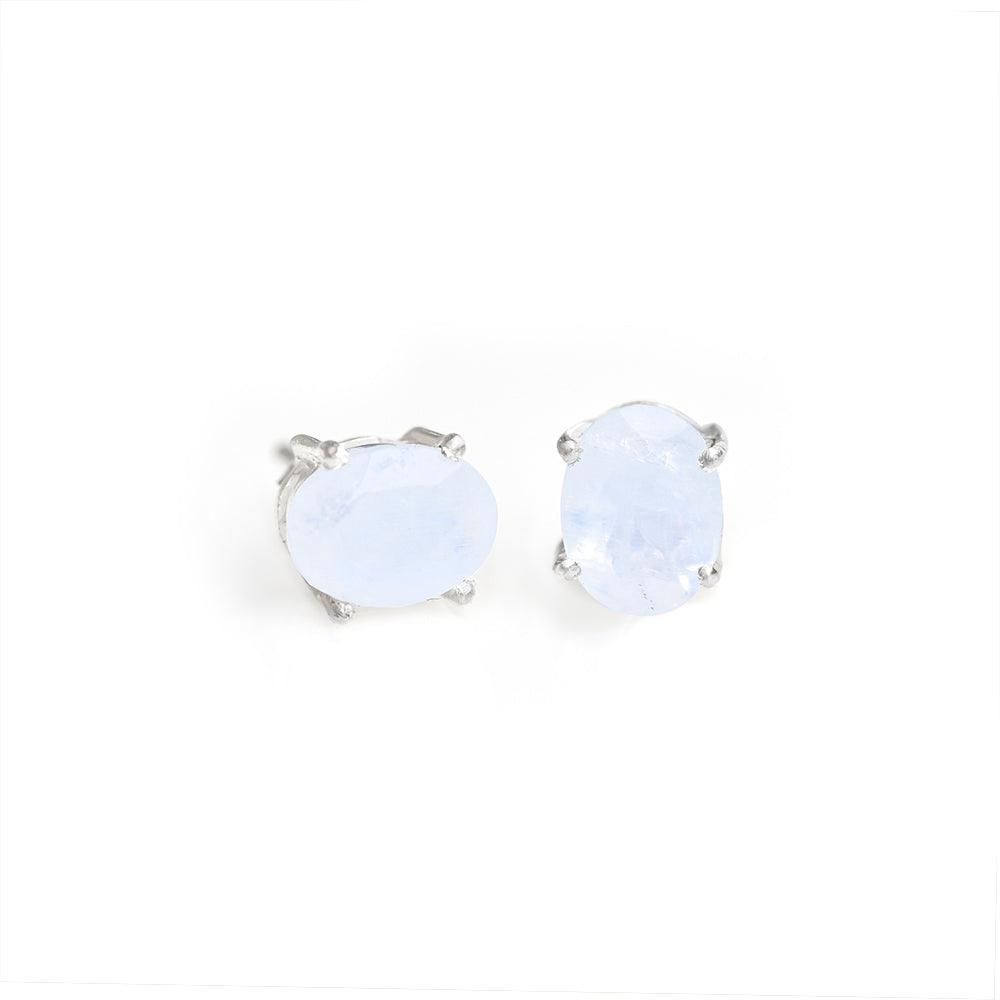Rainbow Moonstone Solid 925 Sterling Silver Stud Earrings Jewelry - YoTreasure