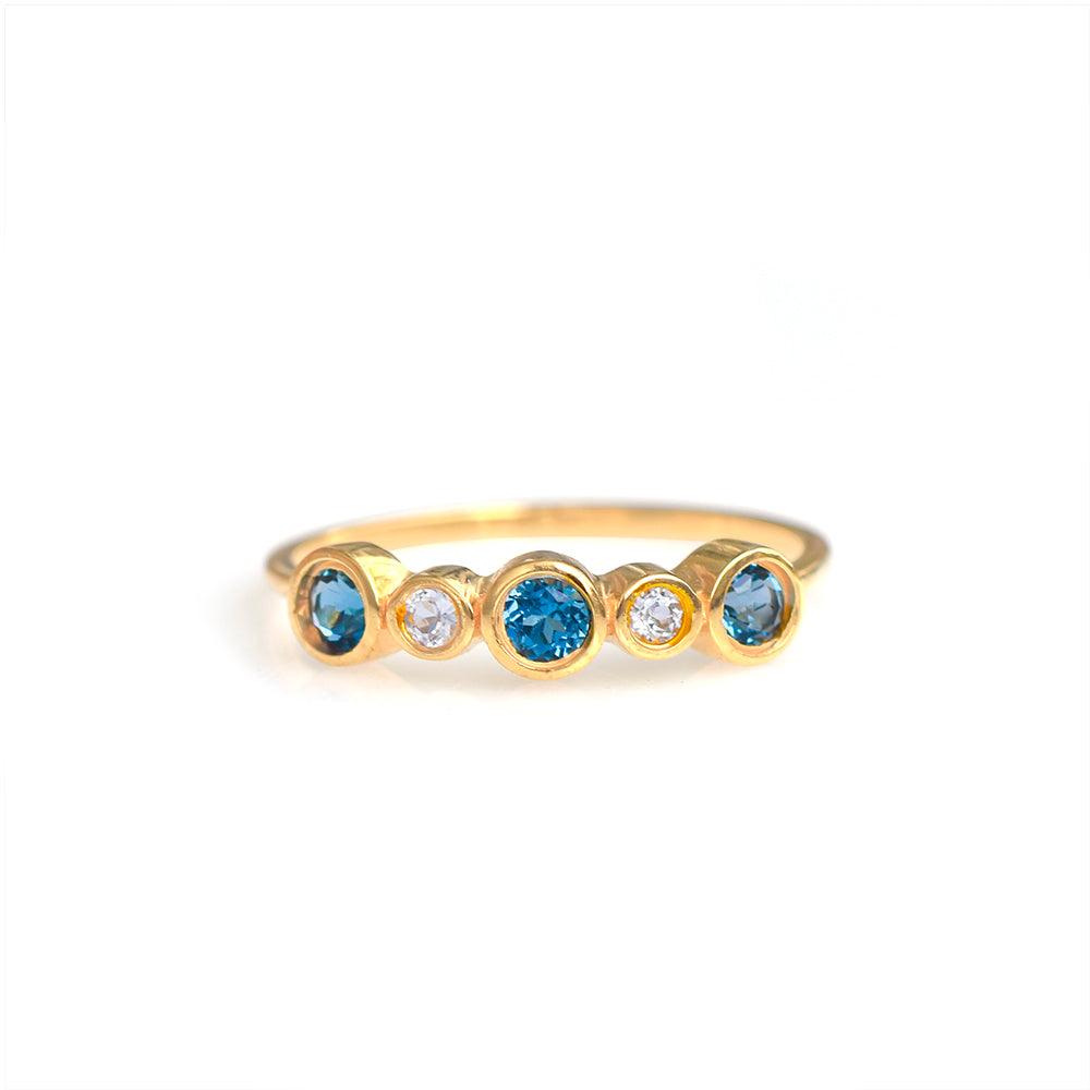 London Blue Topaz Solid 925 Sterling Silver Gold Plated Band Ring Jewelry - YoTreasure