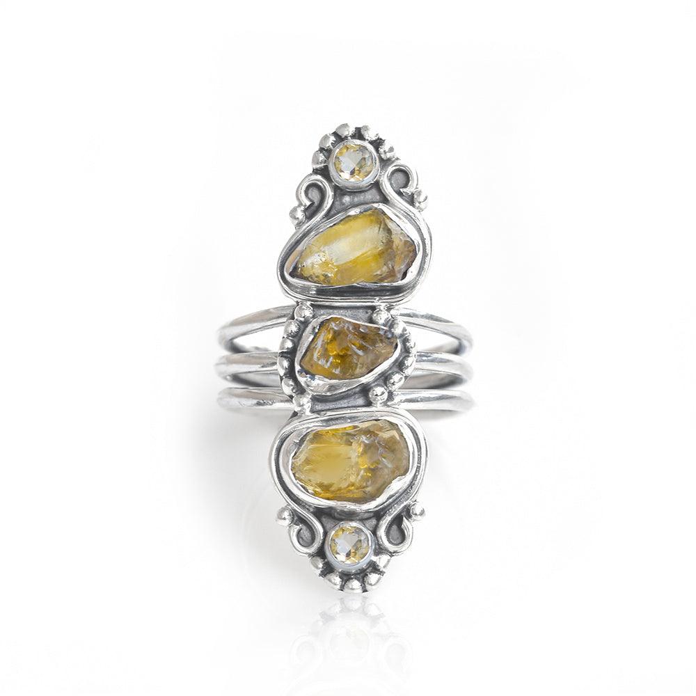 Rough Citrine Solid 925 Sterling Silver Designer Ring Jewelry - YoTreasure