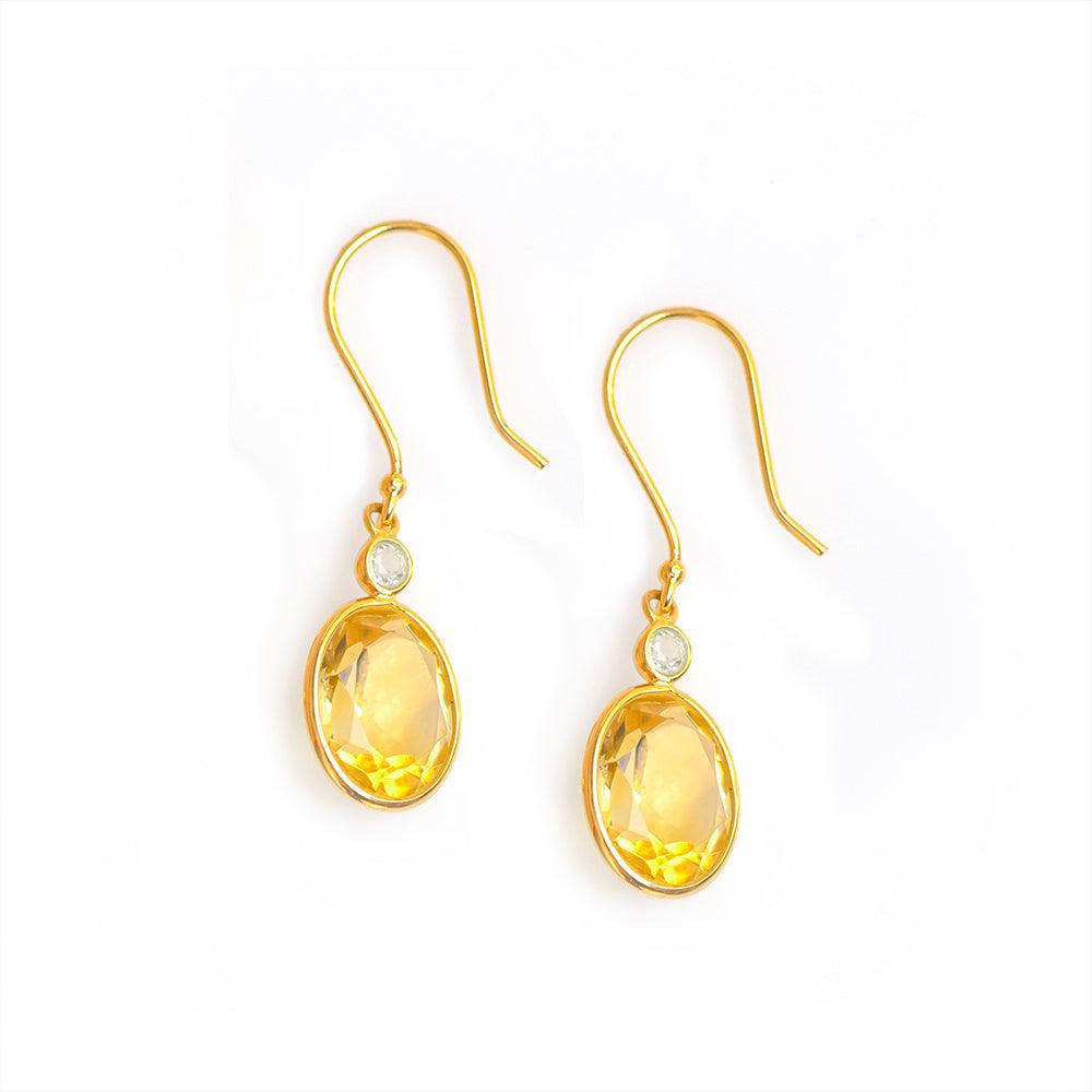 4.58 Ct. Citrine Solid 10k Yellow Gold Dangle Earrings Jewelry - YoTreasure