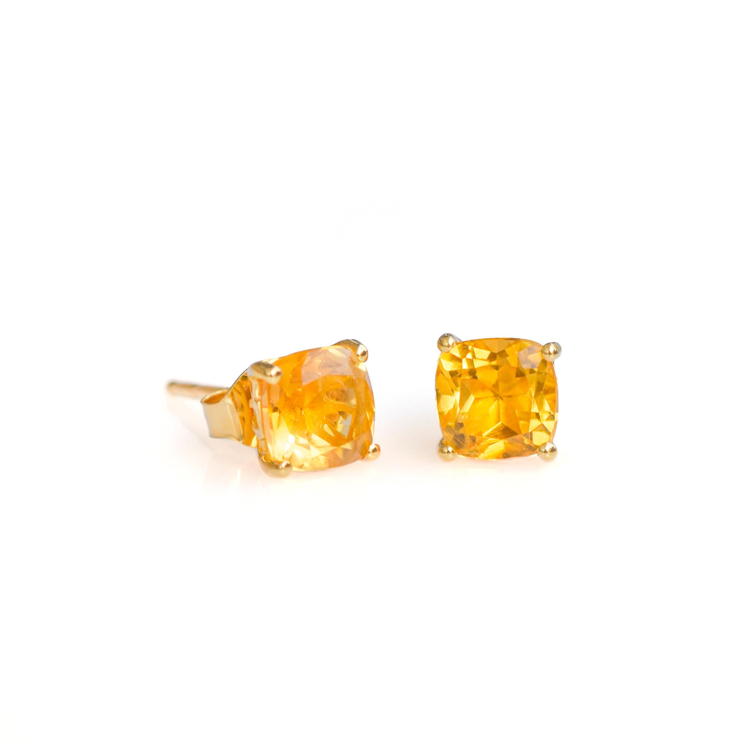 1.60 Ct. Madeira Citrine Solid 10K Yellow Gold Stud Earrings - YoTreasure