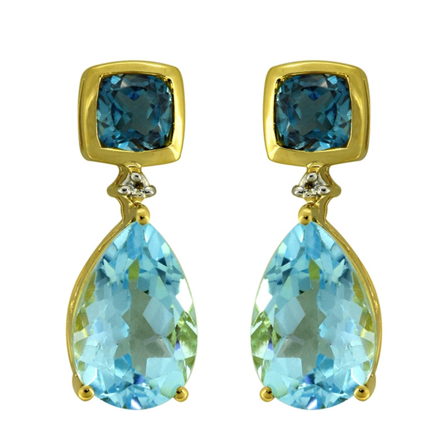 8.24 Ct. Sky Blue Topaz Solid 925 Sterling Silver Yellow Gold Plated Drop Earrings Jewelry - YoTreasure