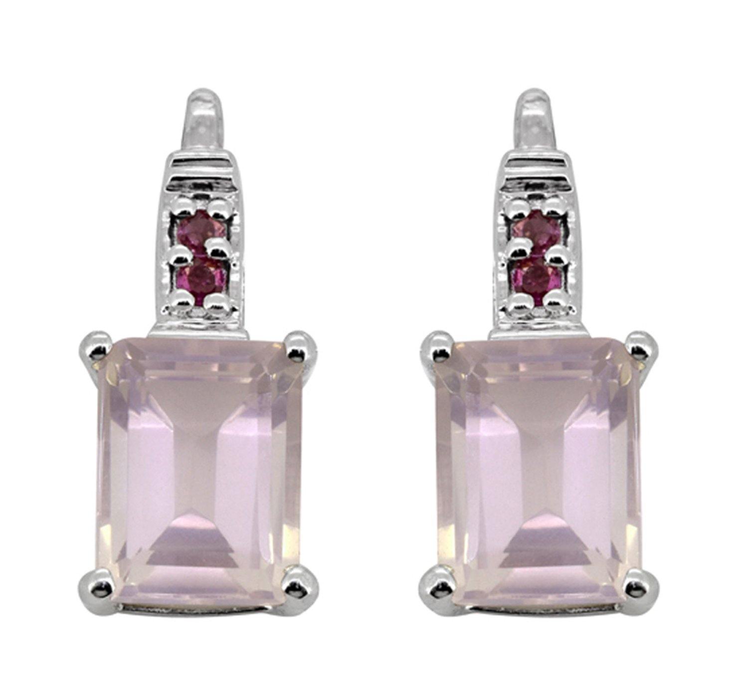 4.65 ct Rose Quartz Tourmaline Solid 925 Sterling Silver Stud Earrings Jewelry - YoTreasure