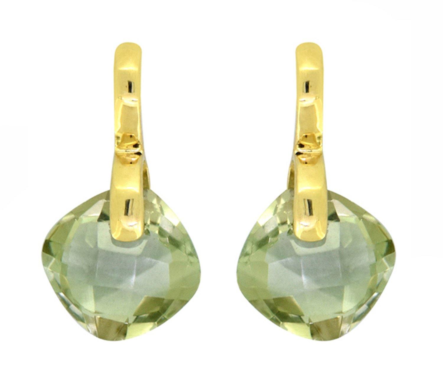 3.98 Ct. Green Amethyst 14K Yellow Gold Drop Earrings Jewelry - YoTreasure