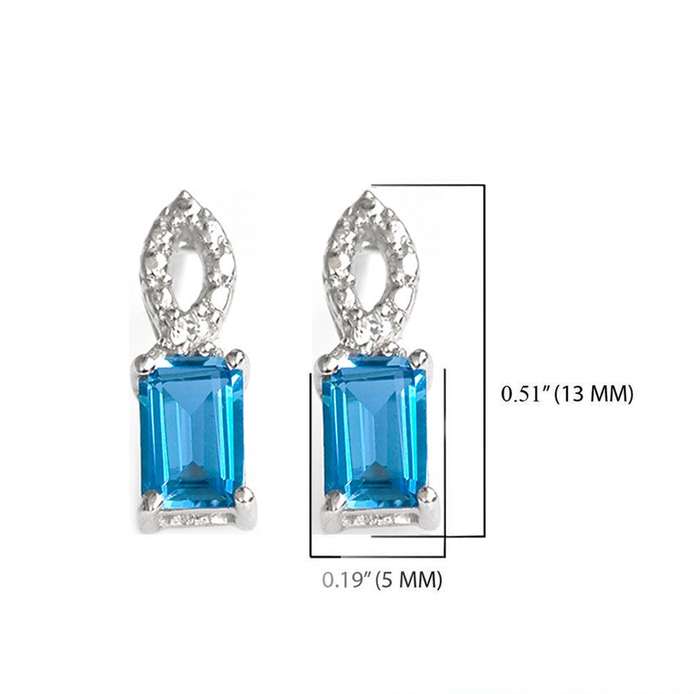 1.09 Ct London Blue Topaz Solid 925 Sterling Silver Stud Earrings Jewelry - YoTreasure