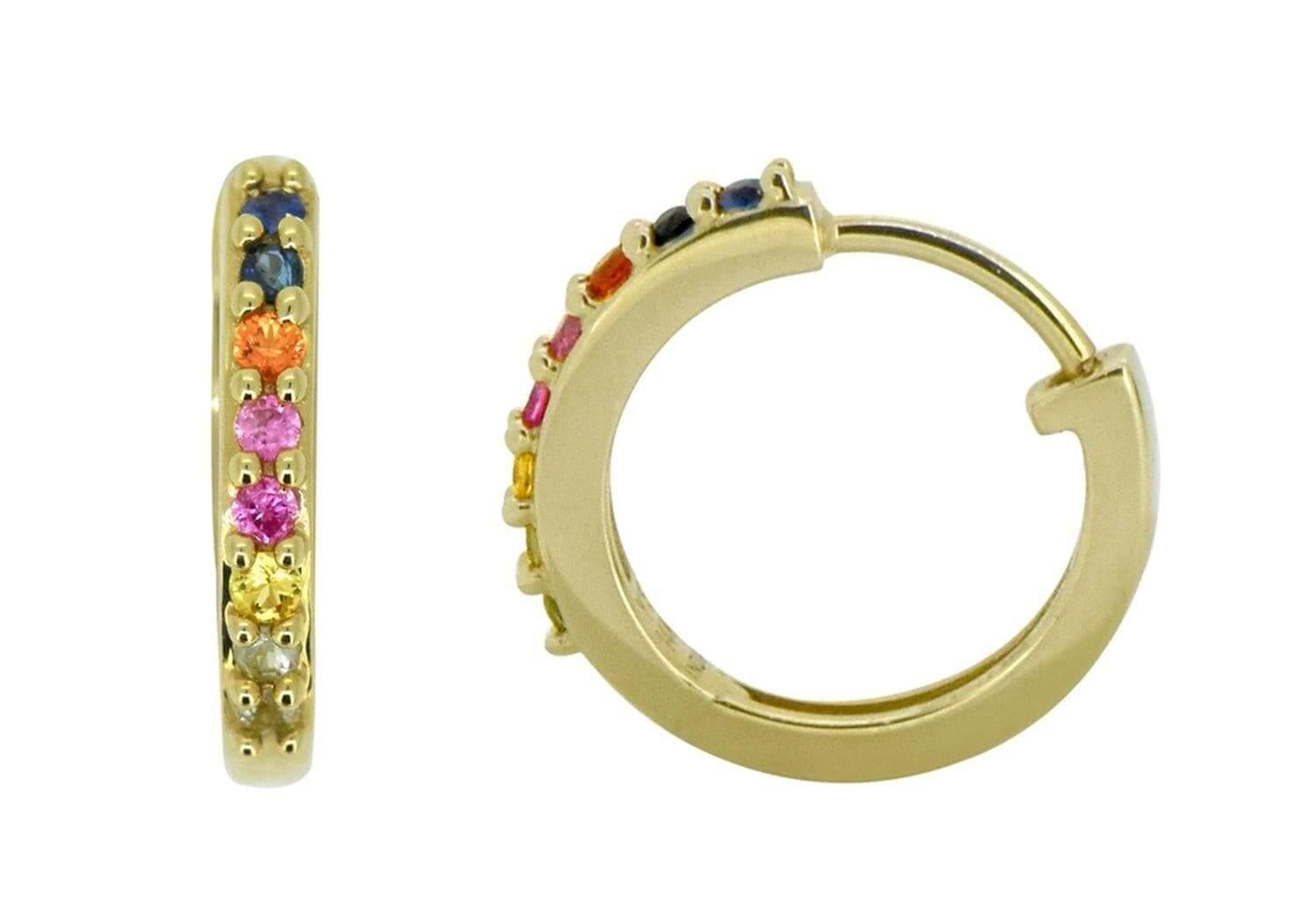 0.36 Ct. Multi Sapphire Solid 14k Gold Hoop Earrings Jewelry - YoTreasure