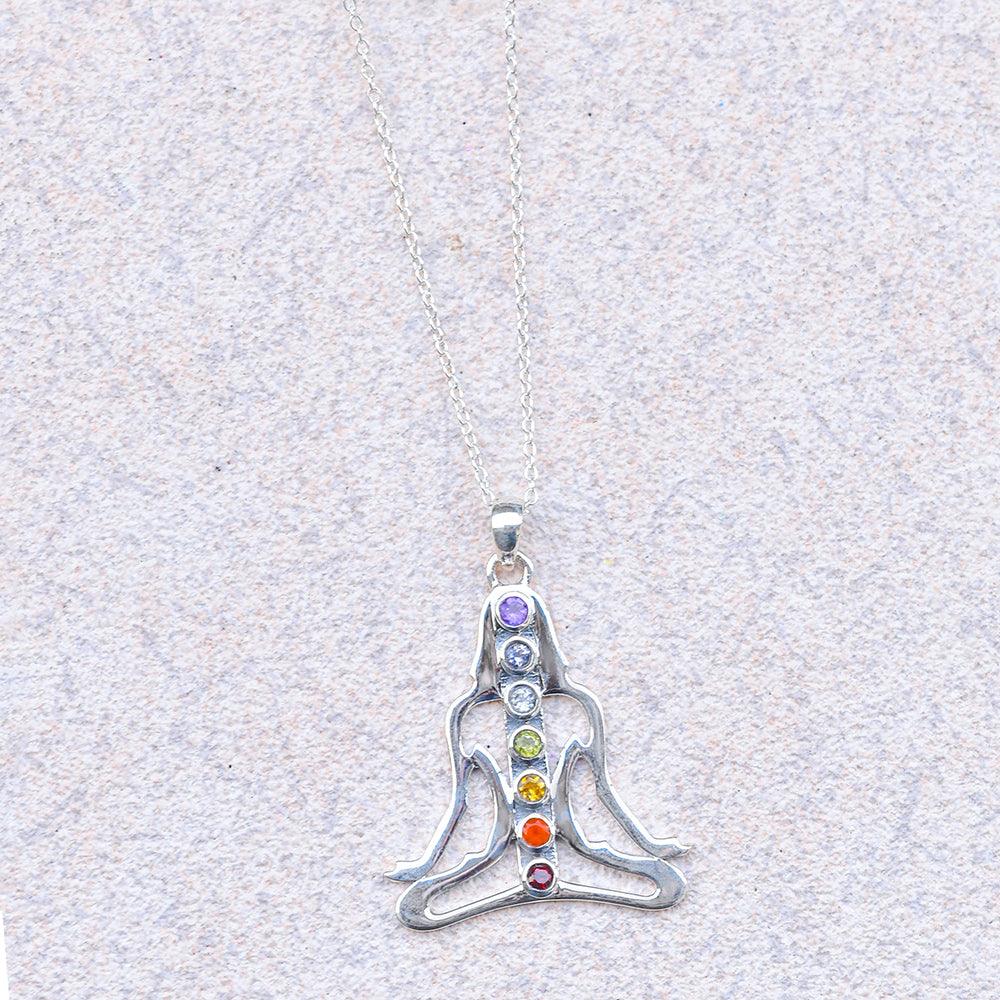 Chakra Healing Stone Solid Sterling Silver Chain Necklace Pendant Jewelry - YoTreasure