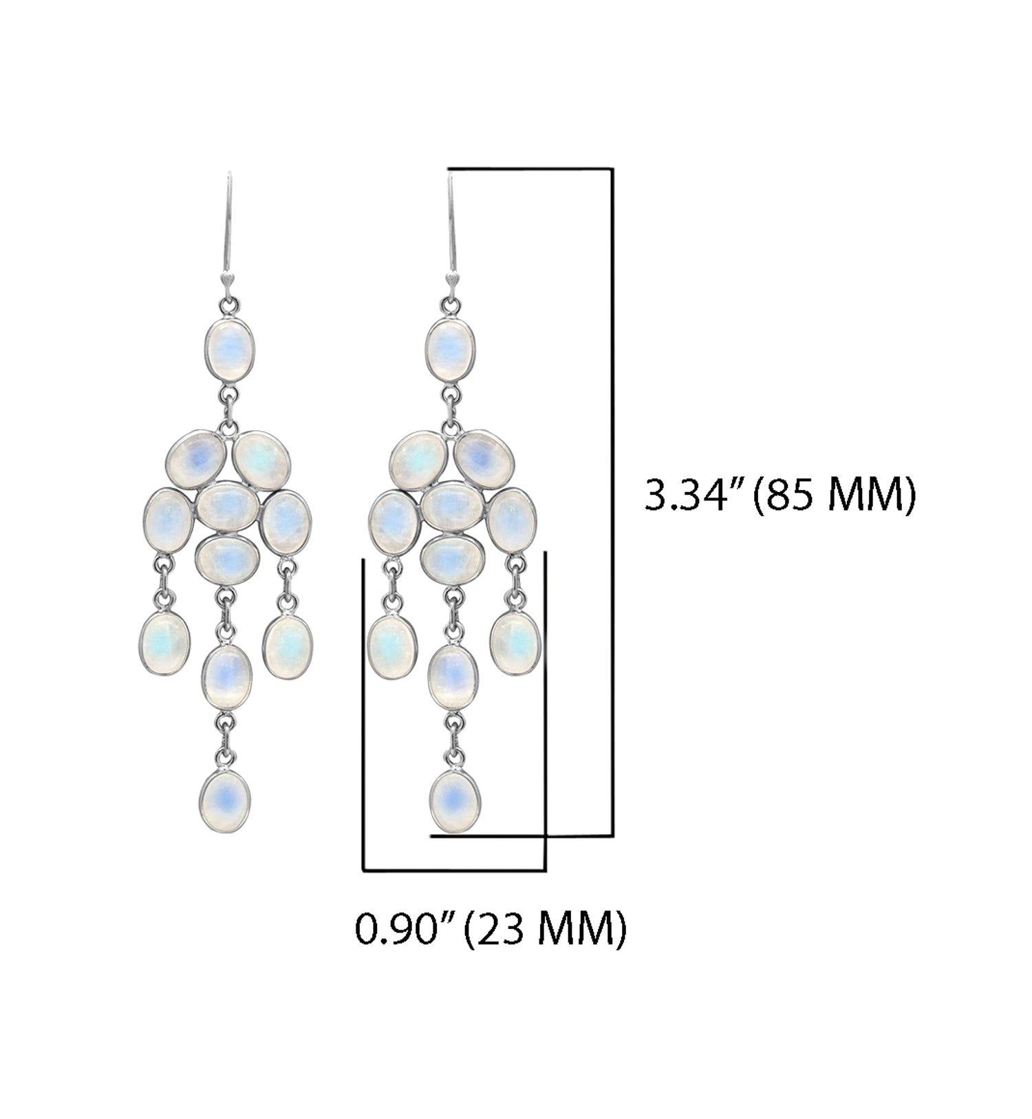 Rainbow Moonstone Solid 925 Sterling Silver Chandelier Earrings Jewelry - YoTreasure