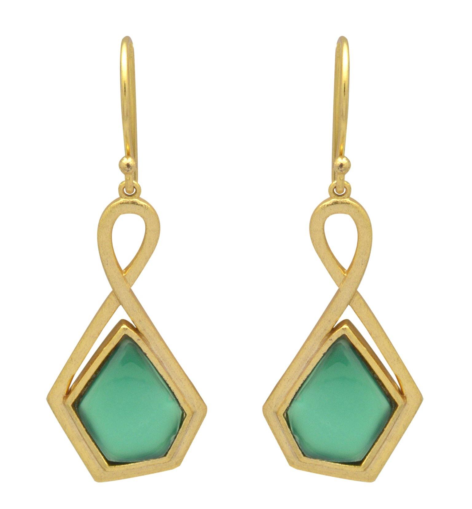Green Onyx Gold Plated Dangle Drop Earrings Fashion Jewelry Gifts - YoTreasure