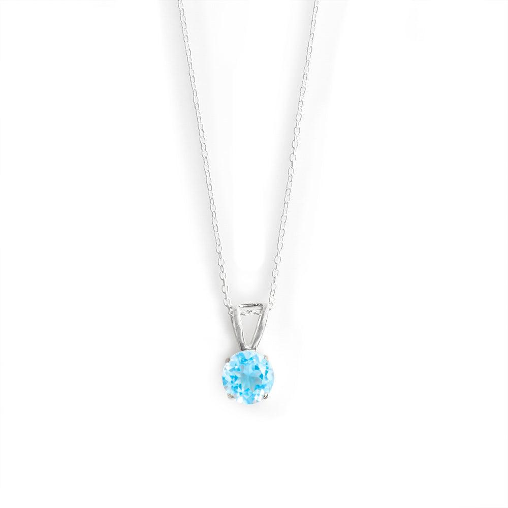 3/4" Natural Blue Topaz 925 Sterling Silver Pendant With Chain - YoTreasure