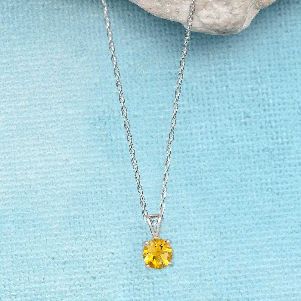 3/4" Natural Citrine 925 Solid Sterling Silver Pendant Necklace With Chain - YoTreasure