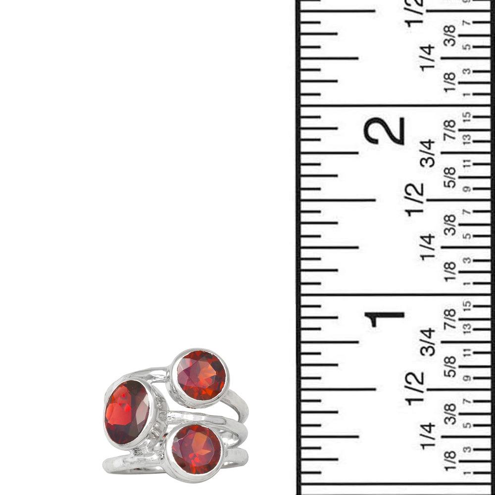 Garnet Solid 925 Solid Sterling Silver Bypass Ring Jewelry - YoTreasure