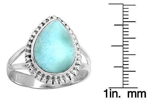 Natural Larimar Solid 925 Sterling Silver Ring Jewelry - YoTreasure