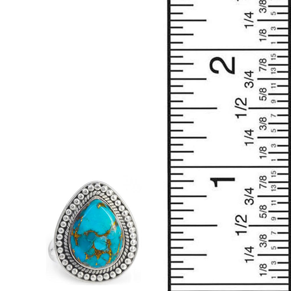 Blue Copper Turquoise Solid 925 Sterling Silver Ring Jewelry - YoTreasure