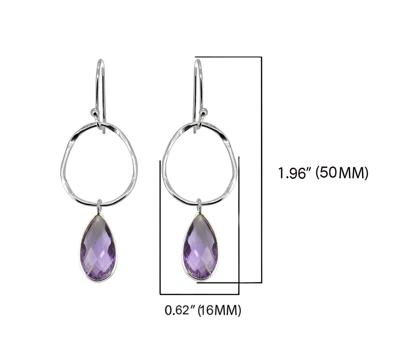 Amethyst Solid 925 Sterling Silver Teardrop Dangle Earrings Jewelry - YoTreasure