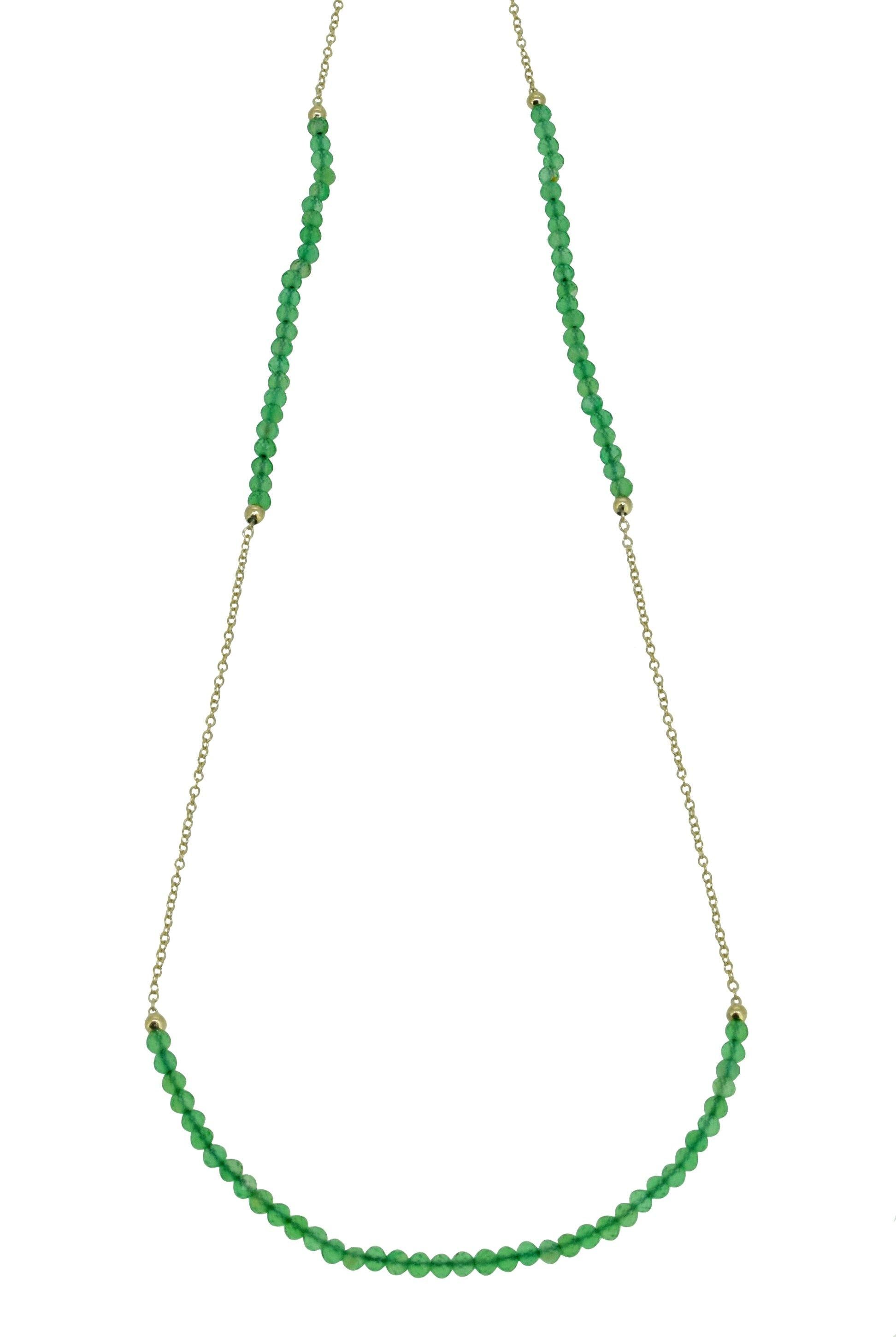 5.58 Cts. 16" Green Onyx Chain Necklace Solid 10K Yellow Gold - YoTreasure