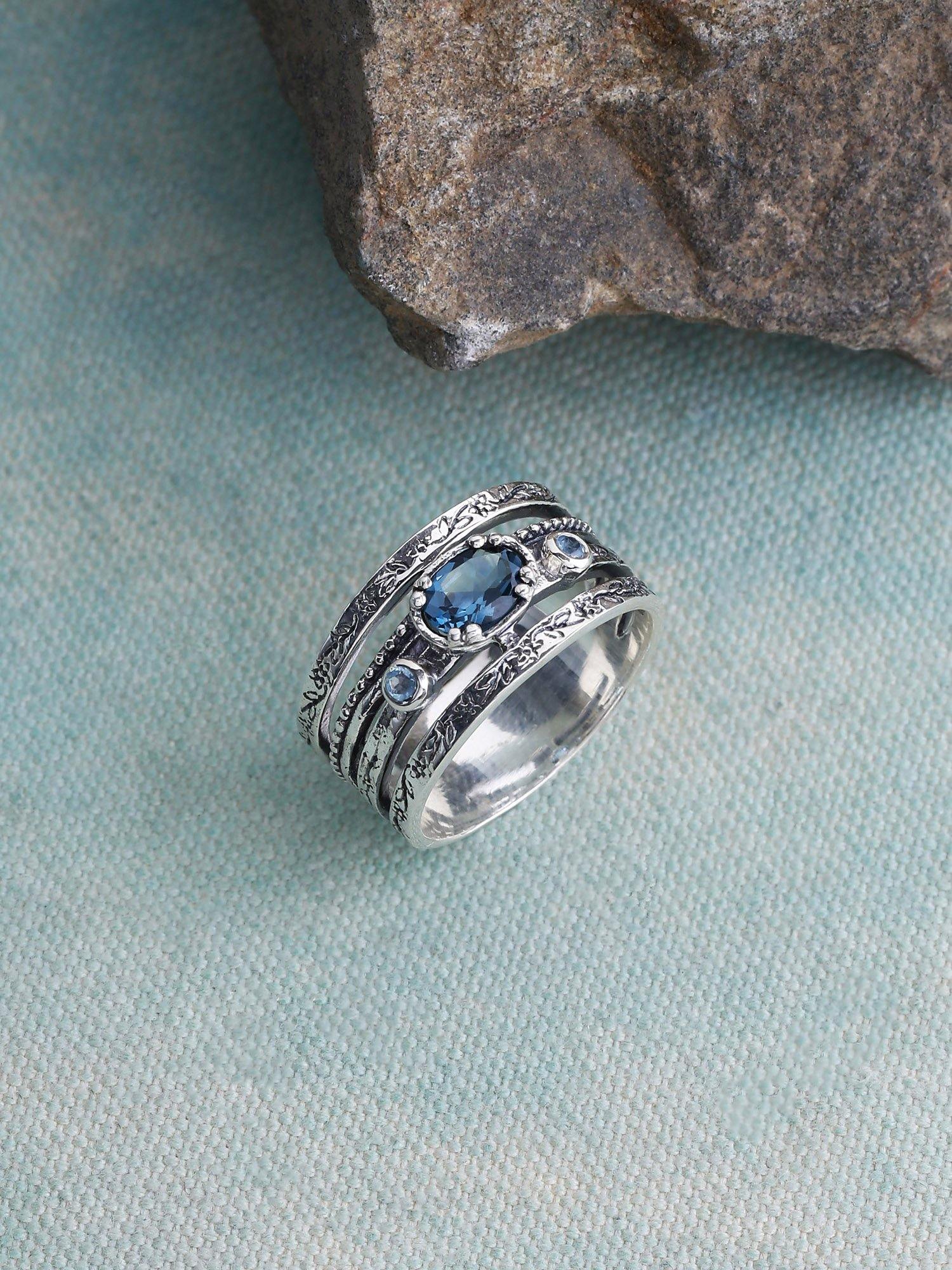 London Blue Topaz Solid 925 Sterling Silver Designer Ring Jewelry - YoTreasure