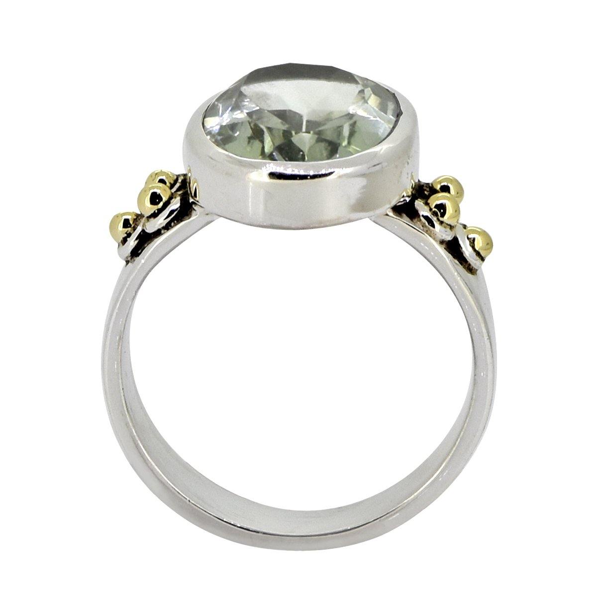 Green Amethyst Solid 925 Sterling Silver Brass Ring Jewelry - YoTreasure