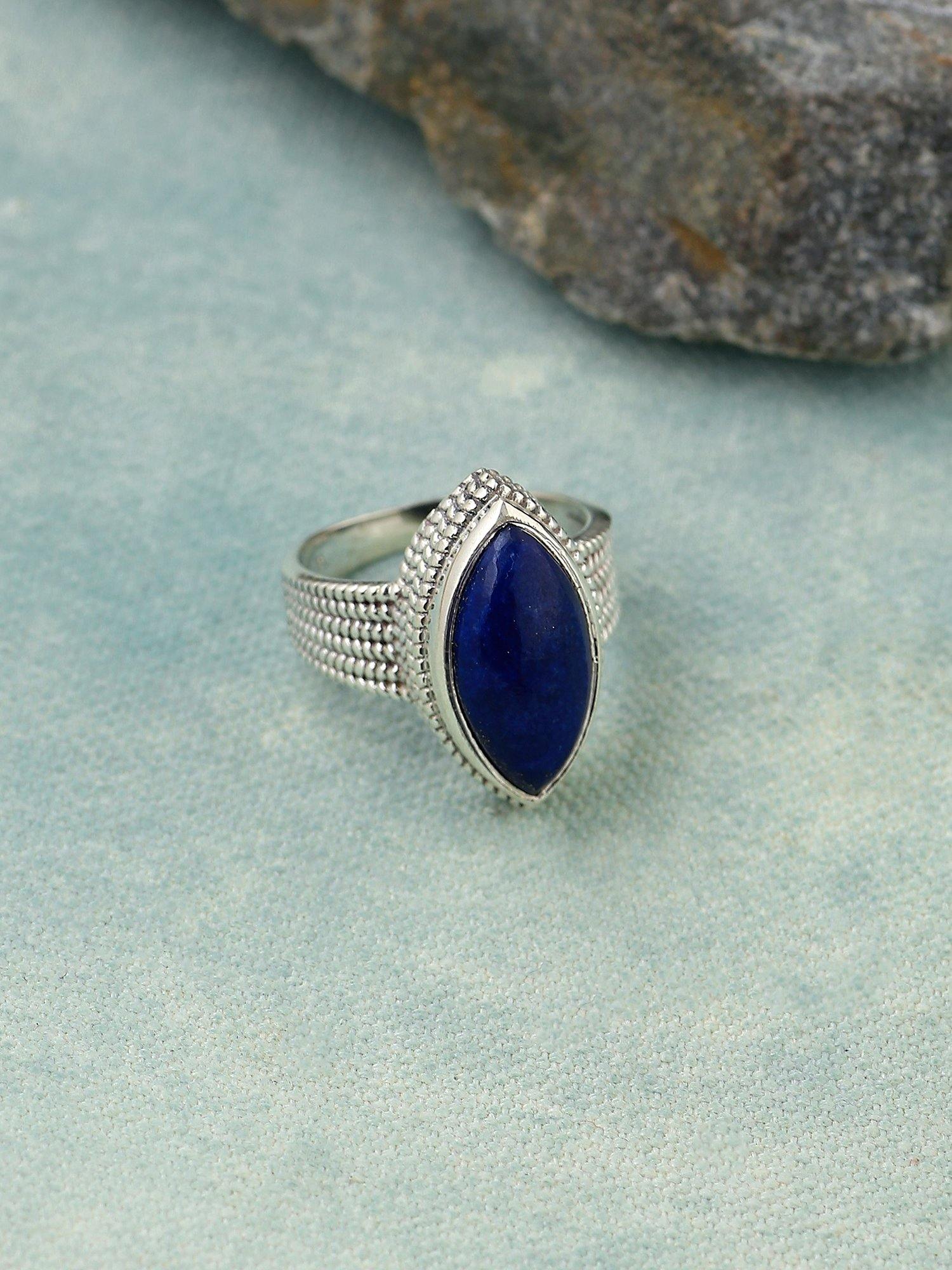 Lapis Solid 925 Sterling Silver Braided Design Ring Jewelry - YoTreasure