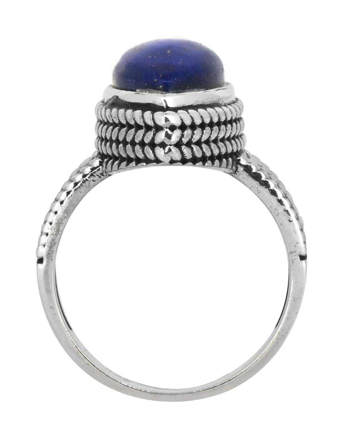 Lapis Solid 925 Sterling Silver Braided Design Ring Jewelry - YoTreasure