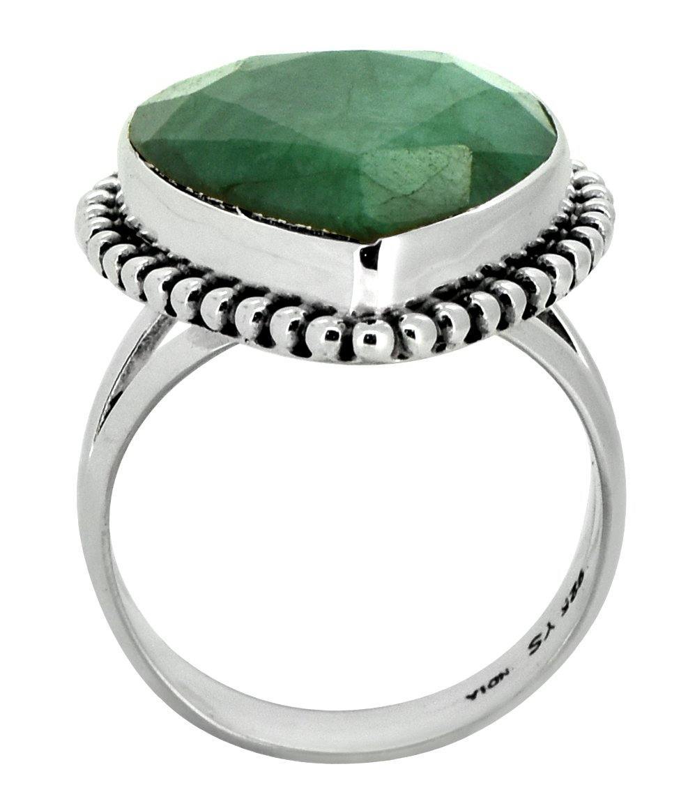 Emerald Green Beryl Solid 925 Sterling Silver Gemstone Ring Jewelry - YoTreasure