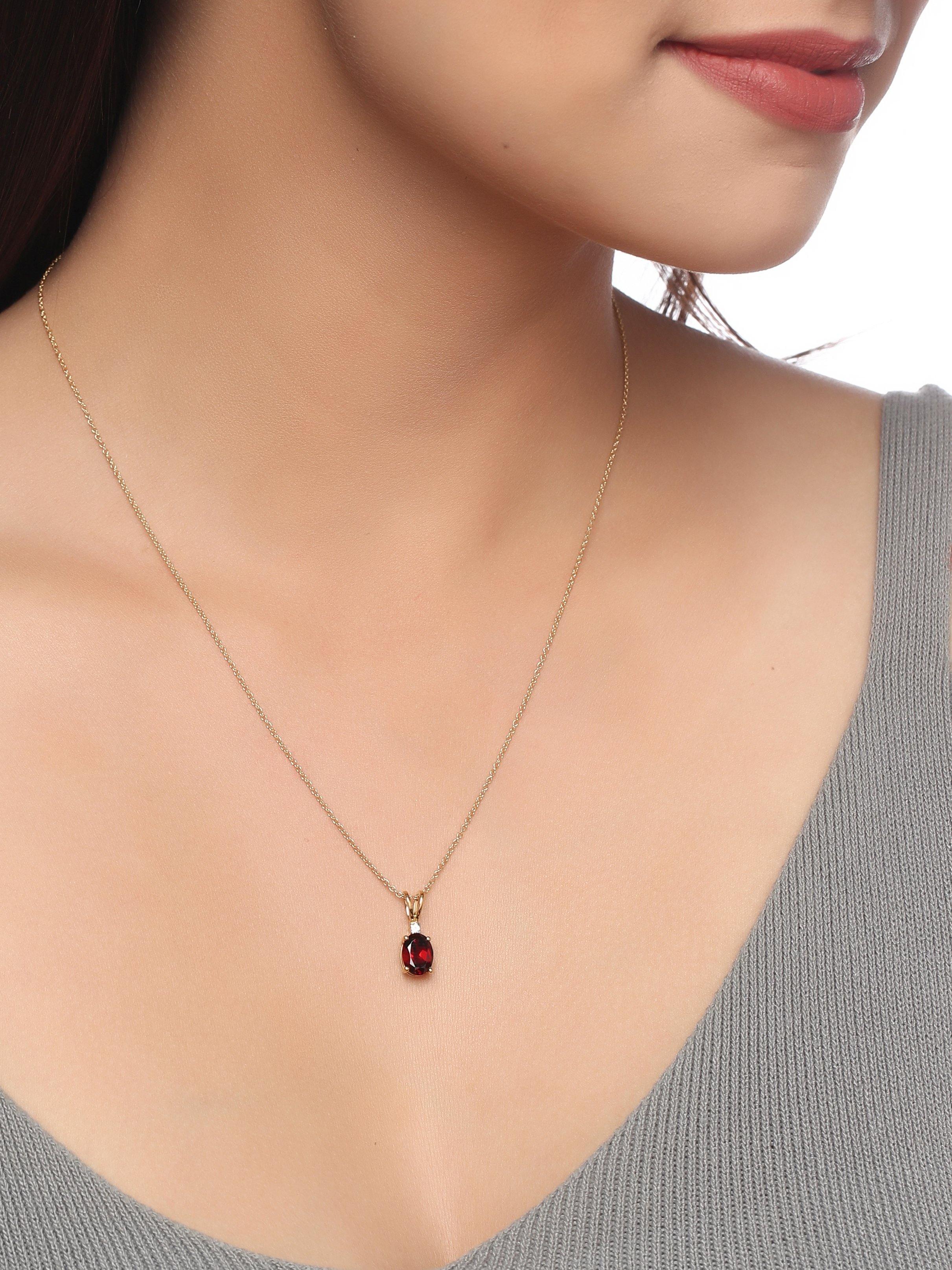 1.42 Ct. Red Garnet Solid 10k Yellow Gold Chain Pendant Necklace Jewelry - YoTreasure