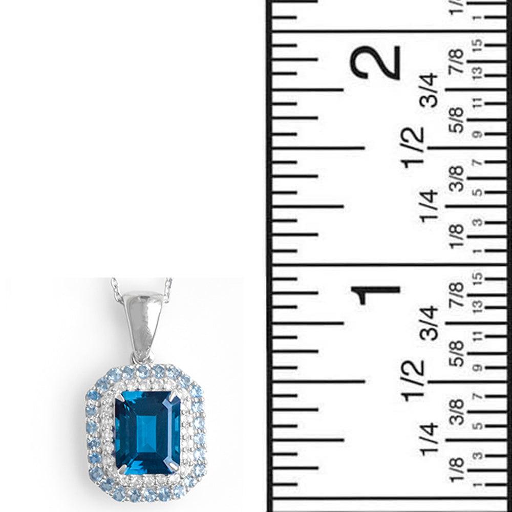 3.47 Ct. London Blue Topaz Solid 925 Sterling Silver Chain Pendant - YoTreasure