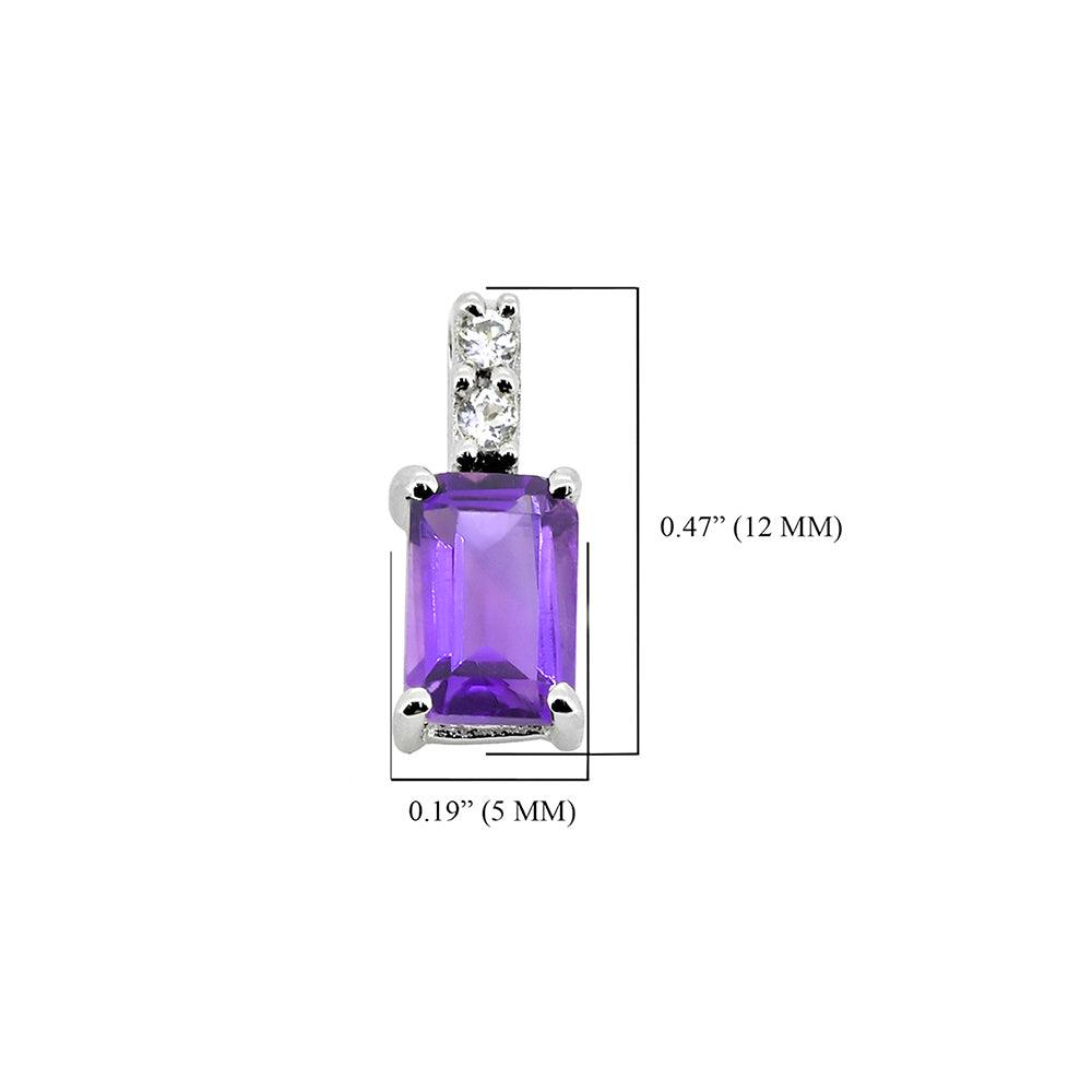 0.58 Cts. Amethyst White Zircon Solid 925 Sterling Silver Chain Pendant Jewelry - YoTreasure
