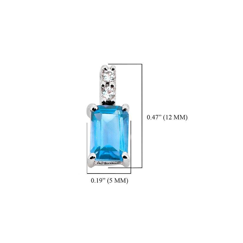 0.58 Ct Swiss Blue Topaz White Zircon 925 Sterling Silver Chain Pendant Jewelry - YoTreasure