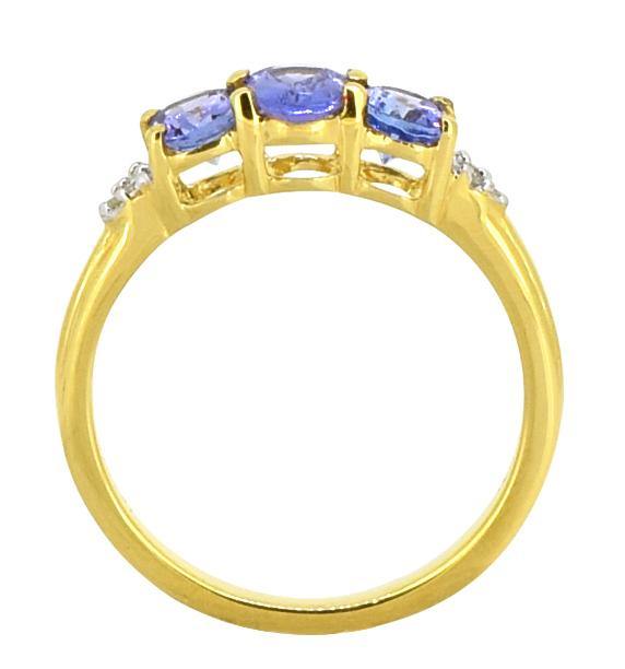 Tanzanite Solid 925 Sterling Silver Gold Plated 3 Stone Ring Jewelry
