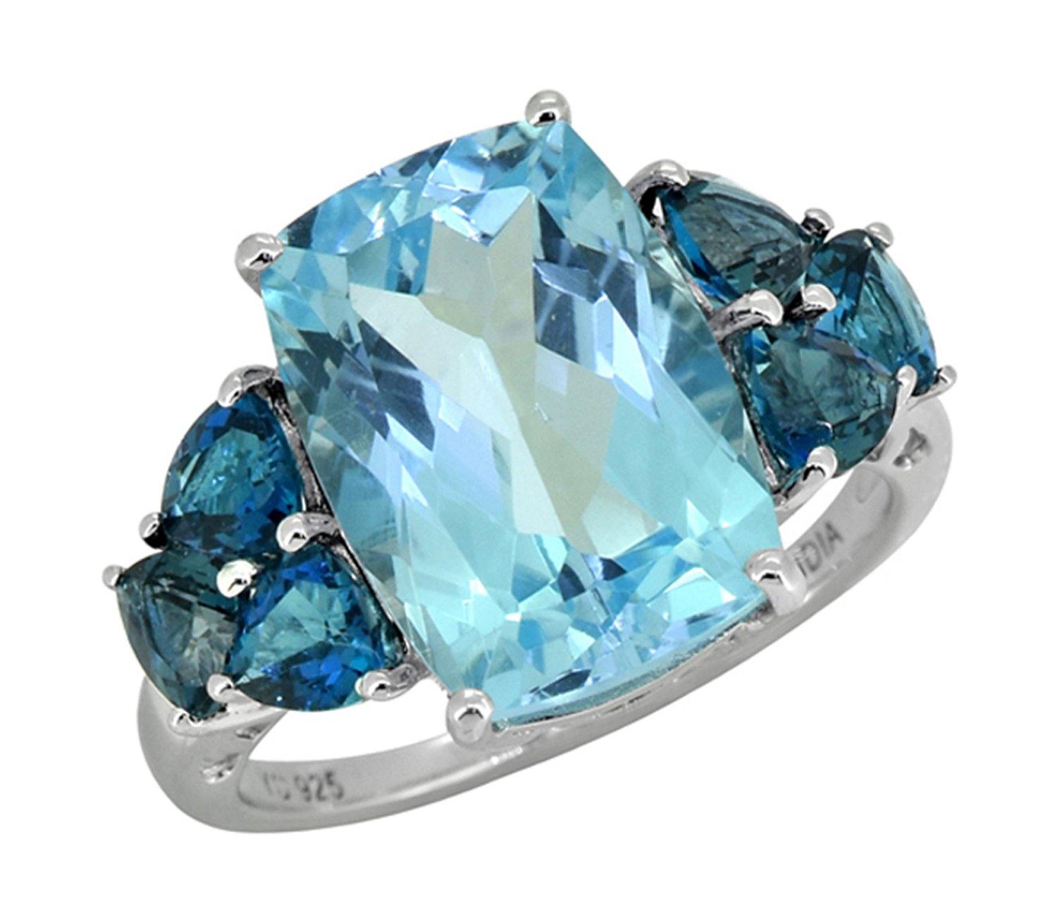 7.30 Ct. Blue Topaz Solid 925 Sterling Silver Ring Jewelry - YoTreasure