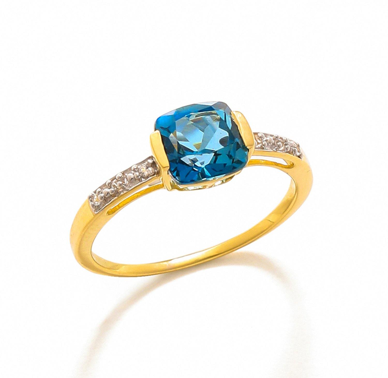 1.82 Ct London Blue Topaz Solid 10k Yellow Gold Ring Jewelry - YoTreasure