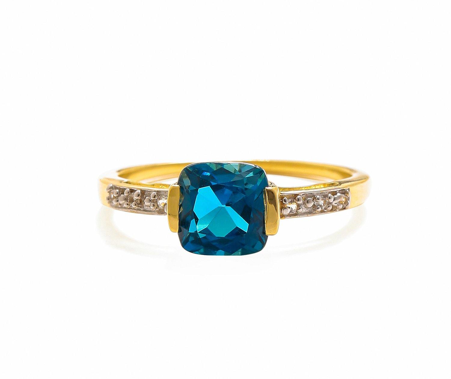 1.82 Ct London Blue Topaz Solid 10k Yellow Gold Ring Jewelry - YoTreasure