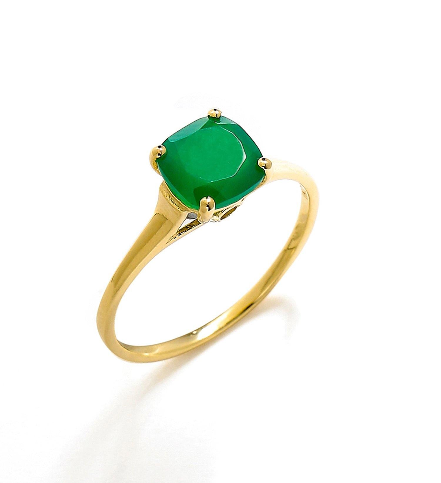 1.30 Ct Green Onyx Solid 10k Yellow Gold Ring Jewelry - YoTreasure
