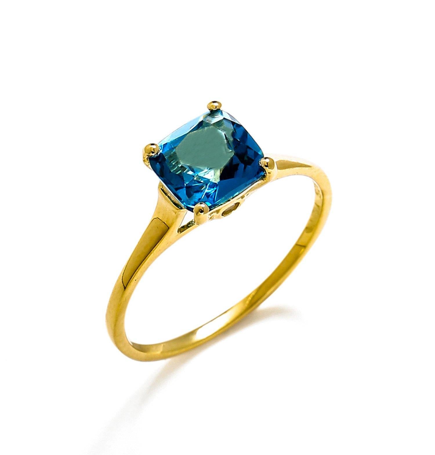 1.81 Ct London Blue Topaz Solid 10k Yellow Gold Ring Jewelry - YoTreasure