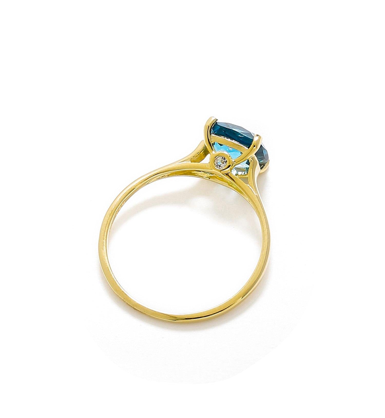 1.81 Ct London Blue Topaz Solid 10k Yellow Gold Ring