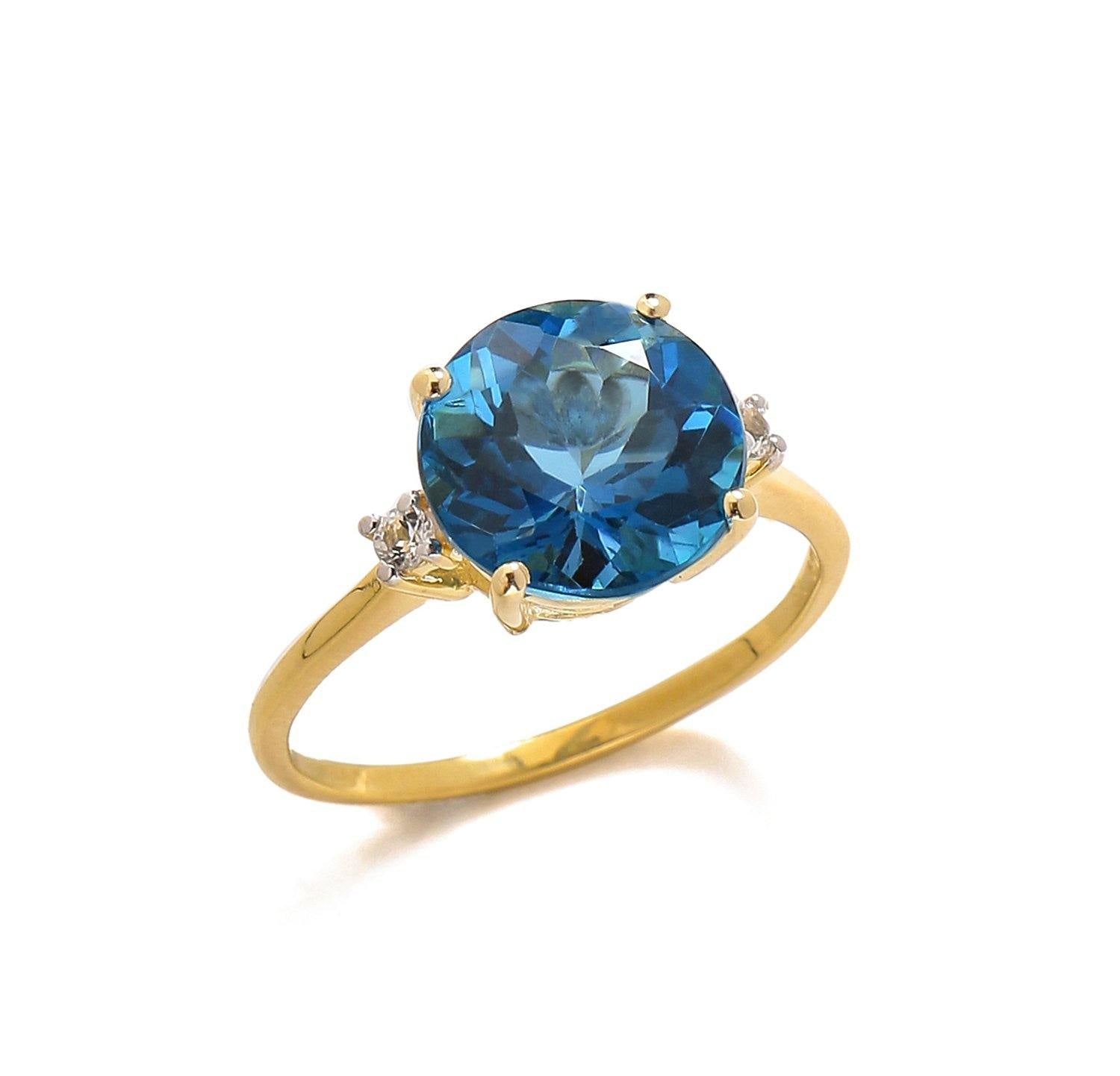 3.90 Ct London Blue Topaz Solid 10k Yellow Gold Ring Jewelry - YoTreasure
