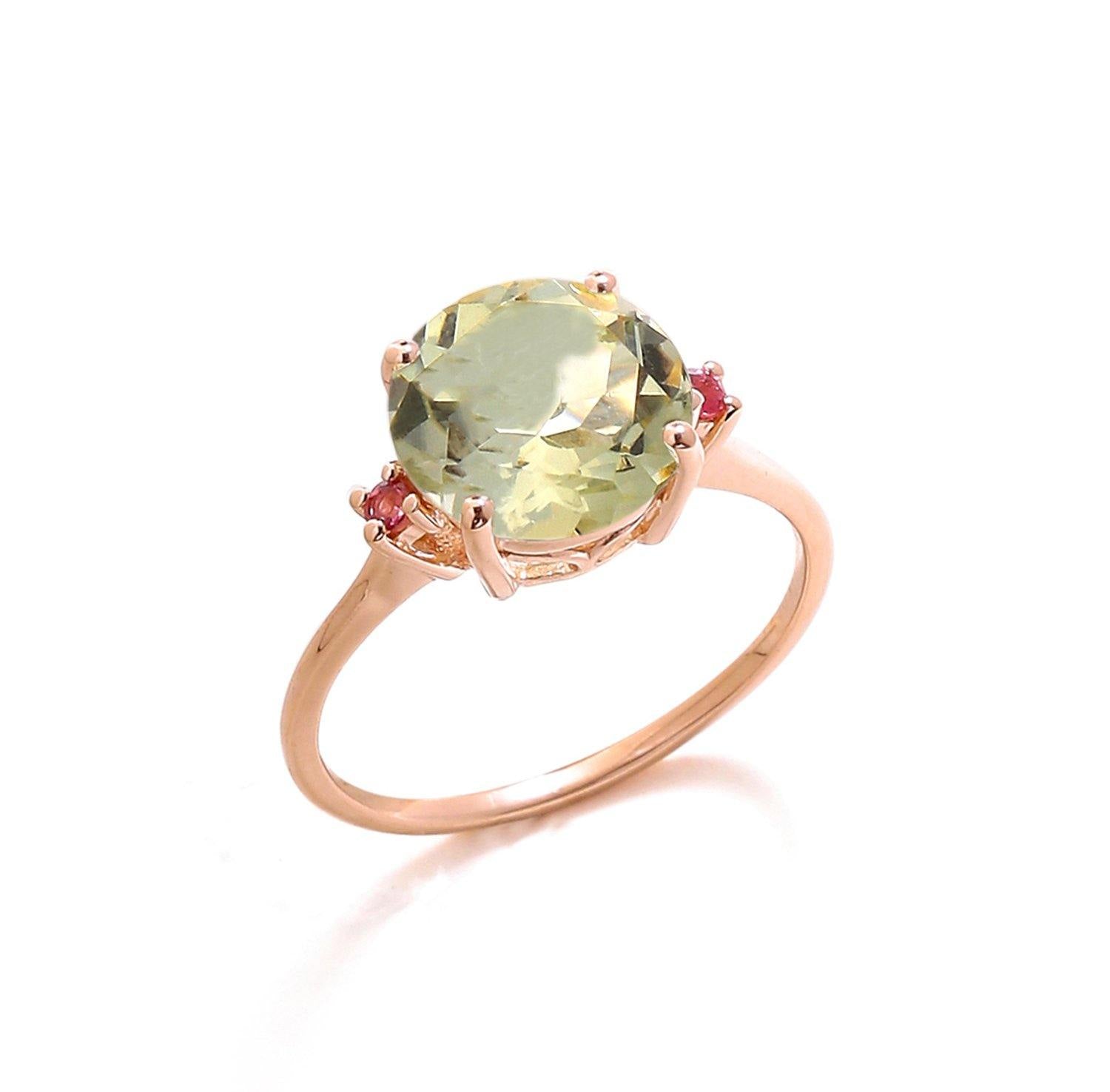 Green Amethyst Solid 10k Rose Gold Ring Jewelry - YoTreasure