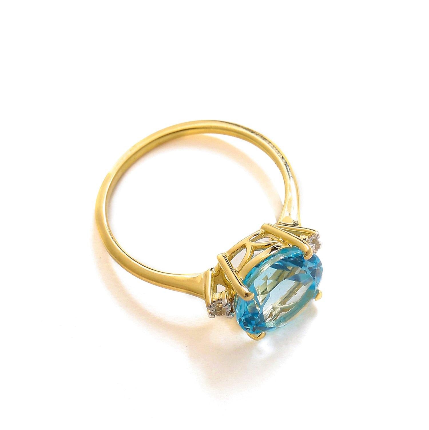 3.90 Ct Sky Blue Topaz Solid 10k Yellow Gold Ring Jewelry - YoTreasure