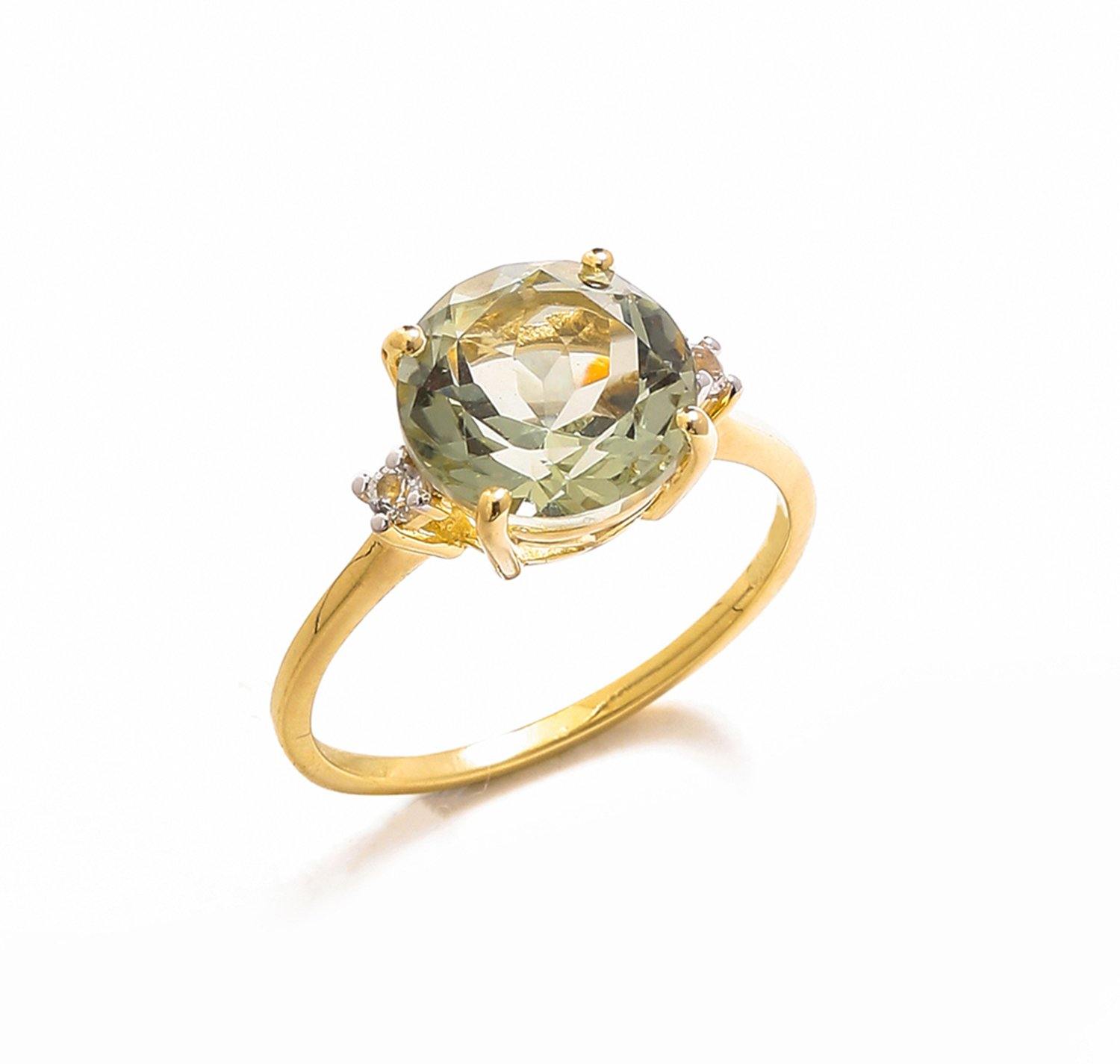 3.10 Ct Green Amethyst Solid 10k Yellow Gold Ring Jewelry - YoTreasure