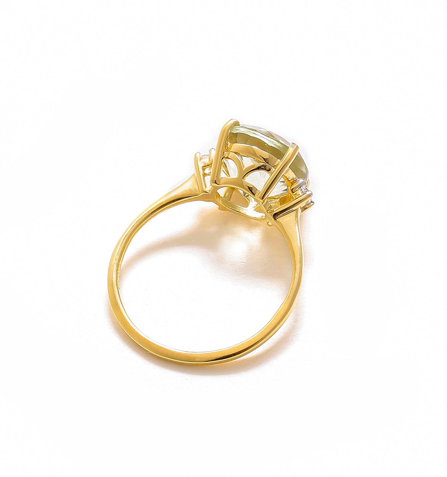 3.10 Ct Green Amethyst Solid 10k Yellow Gold Ring Jewelry - YoTreasure