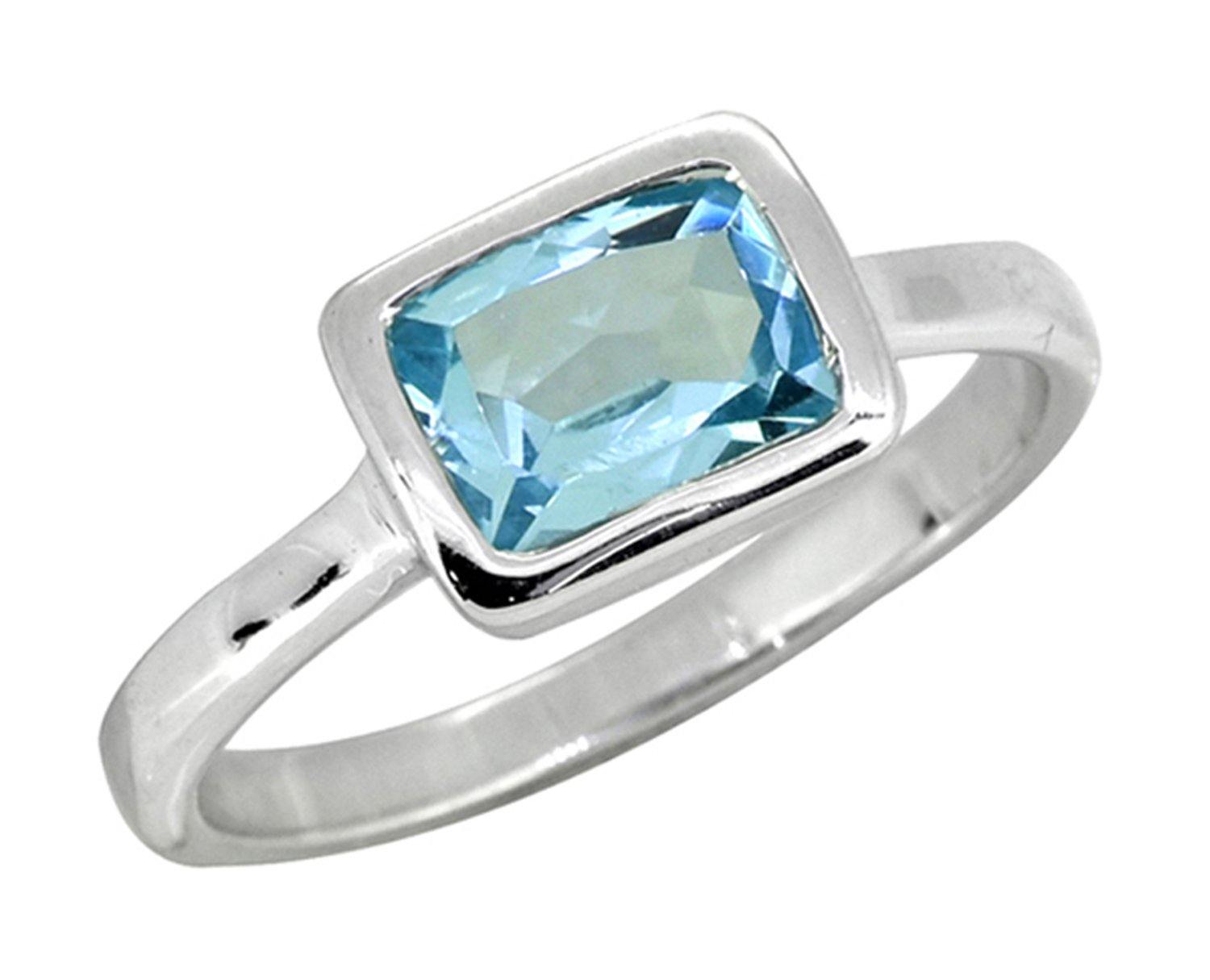 1.74 Ct. Blue Topaz Solid 925 Sterling Silver Ring Jewelry - YoTreasure