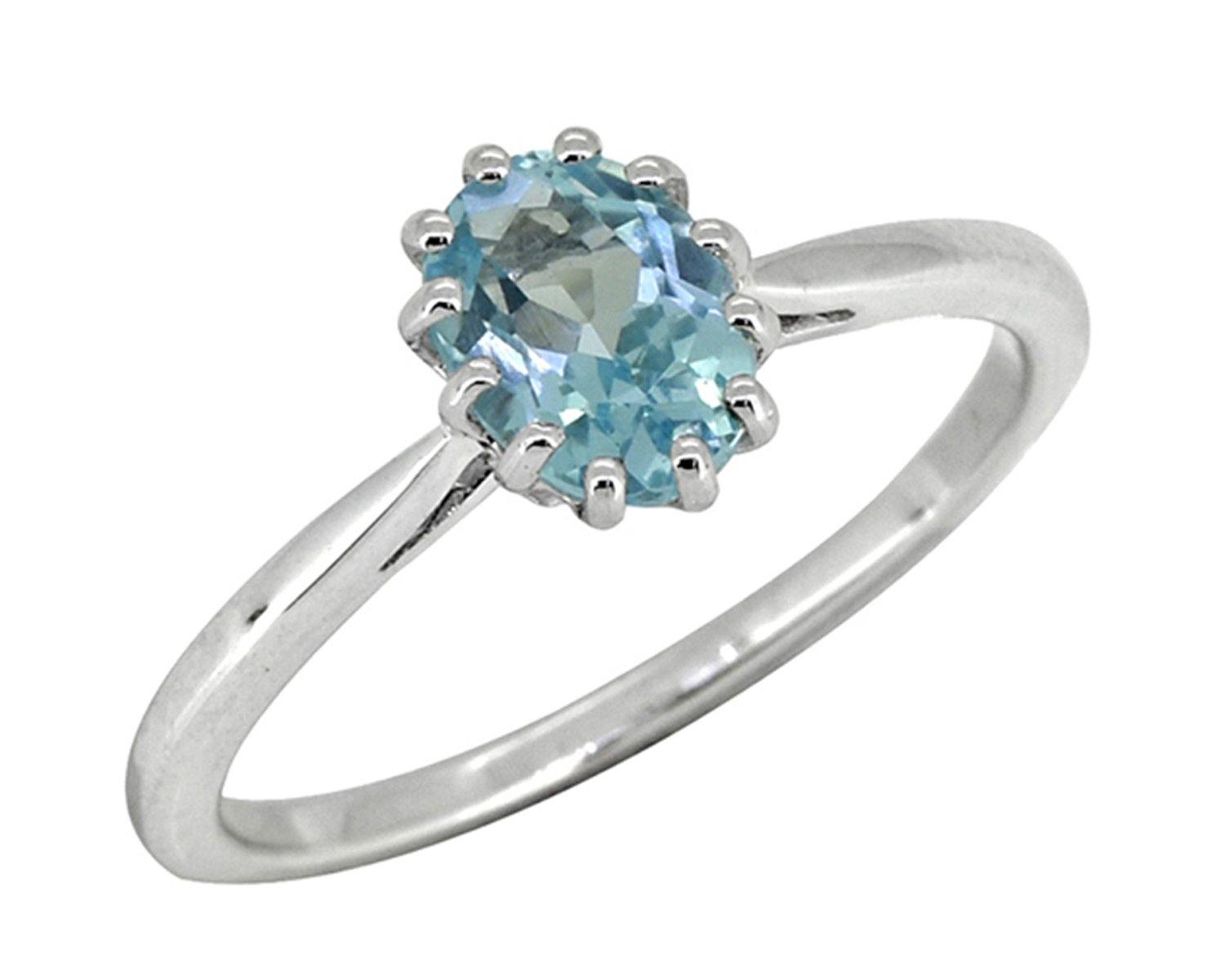 1.05 Ct Blue Topaz Solid 925 Sterling Silver Ring Jewelry - YoTreasure