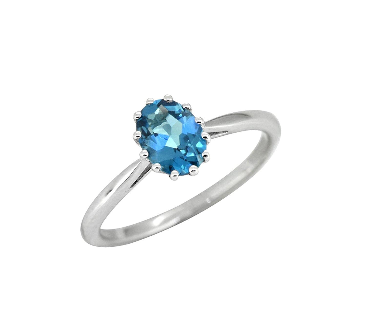 1.05 Cts. London Blue Topaz Solid 925 Sterling Silver Ring Jewelry - YoTreasure