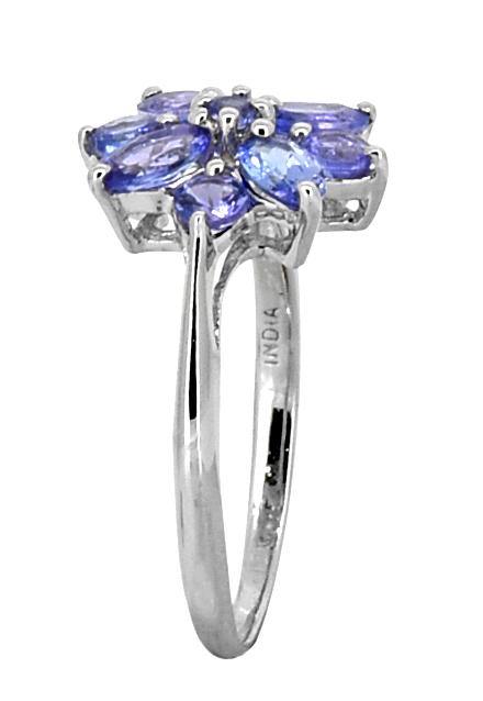 Tanzanite Solid 925 Sterling Silver Flower Cluster Ring Jewelry - YoTreasure